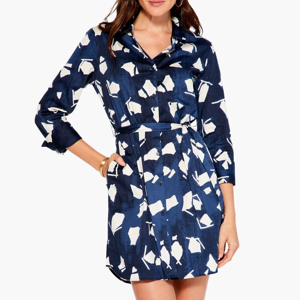 NIC+ZOE Mosaic Blues Shirt Dress Size XXL / LIKE NEW